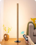 EDISHINE Corner Floor Lamp, Upgraded Dual-Sided Lighting, Wooden Floor Lamps for Living Room, Standing Lamp with Remote/Foot Con