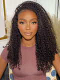 Vedusal Half Wig Human Hair Jerry Curly Half Wig 200% Density Wear And Go Glueless Wigs Human Hair 3 In 1 Half Wigs With Drawstr