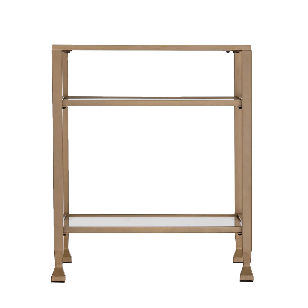 Sei Furniture Jaymes Metal & Glass 3-Tier End Table, Soft Gold