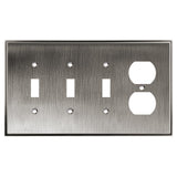 Henne Bery Soft Modern Decorative Wall Plate Switch Plate Outlet Cover (Triple Toggle/Single Duplex, Heirloom Silver)