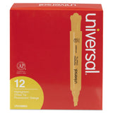 Universal 08863 Desk Highlighter, Chisel Tip, Fluorescent Orange, Dozen