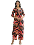 Anni Designer Women'S Cotton Blend Straight Printed Kurta With Palazzo (Chinki Black-Nw_Xl_Black_X-Large),Black,XL