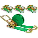 US Cargo Control Wire Hook Ratchet Straps 2 Inch x 30 Foot (4-Pack), 10,000 LBS Break Strength, Ratchet Straps Heavy Duty with D