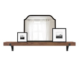MCS 72-Inch Mantel, Master & Co Walnut Woodgrain Finish Solid Wood Floating Fireplace Mantel, Long Floating Shelf for Livingroom