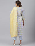 Gosriki Women'S Cotton Blend Straight Printed Kurta With Pant & Dupatta (Mulhar Yellow Sty_Xl-Go_Yellow_X-Large),Yellow,,B0B2RQ87S8
