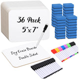 Affrolling 36 Sets Small Whiteboard Dry Erase Boards 5 x7 Mini Double Sided Dry Erase Lap Boards with Markers Erasers Pen Hold