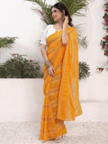 Satrani Women'S Georgette Zari Work Ready To Wear Saree With Unstitched Blouse Piece (14Rs131N_Yellow)