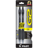 Pilot, G2 Premium Gel Roller Pens, Fine Point 0.7 mm, Black, Pack of 2