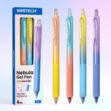 WRITECH Gel Pens Fine Point: Blue Ink 0.7mm Retractable 4ct Smooth Writing with Aesthetic Gradient Color Barrel for Journaling N