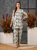 Anni Designer Women'S Cotton Blend Printed Ethnic Co-Ord Set (Tamar Grey-Nw_Xl_Grey_X-Large),Grey,XL,,,