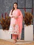Anni Designer Women'S Cotton Blend Straight Printed Kurta With Pant & Dupatta (Gosala Pink-Nw_L_Pink_Large),Pink,L,,,