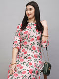 Anni Designer Women'S Cotton Blend Straight Printed Kurta With Pant (Dafiya Peach_Xxl_Peach_Xx-Large),Peach,2XL,Cotton Blend,Straight,