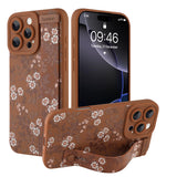 Ufbara Compatible with iPhone 16 Pro Max Case for Women Men, Cute Flower Floral Pattern, Built in Adjustable Metal Wrist Strap G