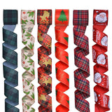 YAMA 6 Rolls Christmas Wired Plaid Ribbon, 2.5 Inch x 5 Yards, Santa Craft Ribbon for Bow Wreath Making, Home Party Holiday Deco