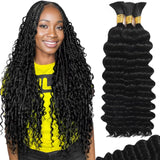 Human Braiding Hair for Boho Braids Deep Wave Bundles Bulk Human Hair for Braiding Curly 22 Inch 12A Unprocessed Brazilian Virgi