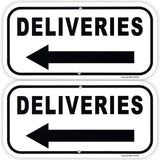 2-Pack Deliveries with Left Arrow Sign 12x 6 .04 Aluminum Reflective Sign Rust Free Aluminum-UV Protected and Weatherproof