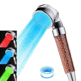 Vacto Temperature Controlled 3-color Changing Shower Head Kit, Water Saving Showerheads with Filtration Beads, LED High Pressure