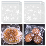Tatuo 200 Pieces Cookie Bags Wrappers Snowflake Cellophane Treat Bags Small Holiday Clear Candy Gifts Goodies with Self Adhesive