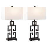 SAFAVIEH Lighting Collection Greek Key 29-inch Oil Rubbed Bronze Metal Table Lamp Set of 2 (LED Bulbs Included)