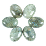Loveliome 18x25 mm Oval Cabochons Flatback Crystal Healing Stone for Jewelry Making DIY Pack of 6, Labradorite