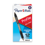Paper Mate Profile Retractable Ballpoint Pens, Bold Point (1.4mm), Black, 12 Count