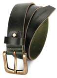Louis Stitch MenS Seaweed Green Belt Italian Raw Crunch Leather Premium Formal Casual Belts For Men With Heavy Brass Buckle 1.5