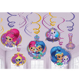 Party Souq Shimmer and Shine Hanging Swirl Decorations, 12 Pieces