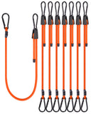 8 Pcs 60 Inch Adjustable Carabiner Bungee Cords with Hooks, Easy to Adjust from 7 to 60, Orange Bungee Straps with UV-Resistance
