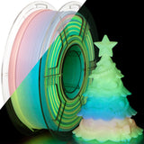 iSANMATE Glow in The Dark Rainbow PLA Filament, Daylight-Colored 3D Printer Filament Colorful Luminous Filament 1.75mm, Ideal fo