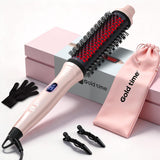 Infrared Thermal Brush 1.6 Inch Ionic Heated Thermal Round Brush Hair Straightener & Curler Styler, 6 Heat Settings, LED Display