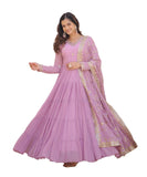 Wedani Georgette Embroidered Work Anarkali Kurta Set For Womens (In Alpha Xl Regular Purple),PURPLE,XL