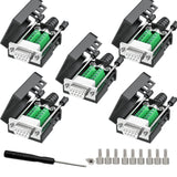JUXINICE 5Packs DB9 Breakout Female D-SUB 9-pin RS232 RS485 Serial Adapter to Terminal Connector Signal Module with Bolts Nuts a