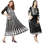 Gosriki Women'S Chikankari Embroidered Kurti Combo Pack Of 2 (Stho Black & Kari Black-Gs_Xxl_Multi_Xx-Large),Multicolour,2,B0D17XSCL5