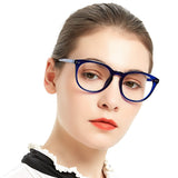 MARE AZZURO Round Stylish Reading Glasses with Spring Hinge Fashion Readers for Women 2.75