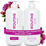 Routine Wellness 1 Liter Anti-Thinning Shampoo and Conditioner Set for Thinning Hair - Biotin DHT Blocker - Color Safe Shampoo f