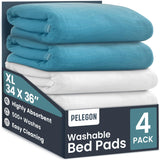 PELEGON Bed Pads Washable Waterproof 34 x 36 (Pack of 4) - Incontinence Bed Pads for Adults and Kids - Heavy Absorbency Reusable