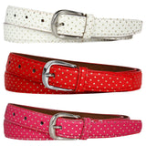 Sidewok Combo Of 3 Polka Dot Print Casual Sleek Belts For Women (SdwkGlblBWhtPnkRed)