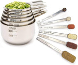 Simply Gourmet Measuring Cups and Spoons Set of 12 - 18/10 Stainless Steel Kitchen Gadgets - Stackable Design with Long Handle S