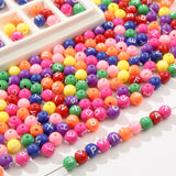 CYEENUT 8mm Acrylic Beads 600pcs Round Letter Bead Multicolor Spacer Bubble Beads Plastic Crafts Bead for DIY Necklaces Bracelet