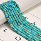130 Pcs 3x6mm Light Blue Sea Sediment Imperial Jasper Stone Bead Flat Heishi Disc Beads for Bracelets Jewelry Making Crafts