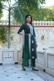 Anni Designer Women'S Cotton Blend Floral Regular Kurta With Pant & Dupatta (Tistha Jan40_Green,Green,XL,Cotton Blend,Regular,Dupatta
