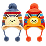 Anesha Girls Kids Thermal Inner Fleece Winter Knitted Cap Ear Flap Pom Pom Age 314 Years Pack Of 2 Multicolour