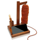 BRWISSEN Wooden Yarn Holder for Crocheting and Knitting with Phone Stand, Crochet Hook Storage, and Magnetic Yarn Ball Holder Sp