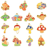 LiQunSweet 15 pcs 15 Styles Lovely Mushroom Enamel Charms Forest Vegetable Charms for DIY Jewelry Bracelet Necklace Earring Bag