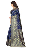 Sugathari Womens Banarasi Saree Pure Kanjivaram Silk Saree Soft New Ladies 2023 Design Wear Pattu Sarees Latest Cotton Party Sari Collections With Blouse Piece For Wedding Sadi (Pari 73 N Blue)