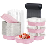 LNYZQUS 4Mini Pie Tins Muffin Pans With Lids 40 Pack, 7.5oz Aluminum Foil Muffin Tins Individual Small Cake Pans Dishes,Disp