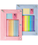 Mr. Pen 2 Pack Blue and Pink Pencil Pouches, Zipper Pencil Case for Binder, 3 Ring Binder Pouch
