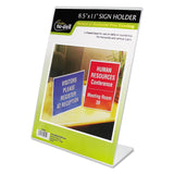 Clear Plastic Sign Holder, StandUp, Slanted, 8 1/2 x 11