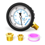 MEANLIN MEASURE 0~200Psi Stainless Steel 1/4 NPT 2.5 FACE DIAL Liquid Filled Pressure Gauge, Lower Mount (with Rubber Protective