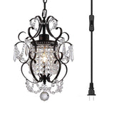 riomasee Plug in Chandelier Mini Bronze Chandeliers 1 Light Elegant Chandelier Crystal Iron Ceiling Light Fixture for Bedroom,Gi